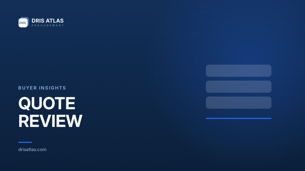 DRIS Atlas Buyer Insights cover: quotation review, three identical quote bars